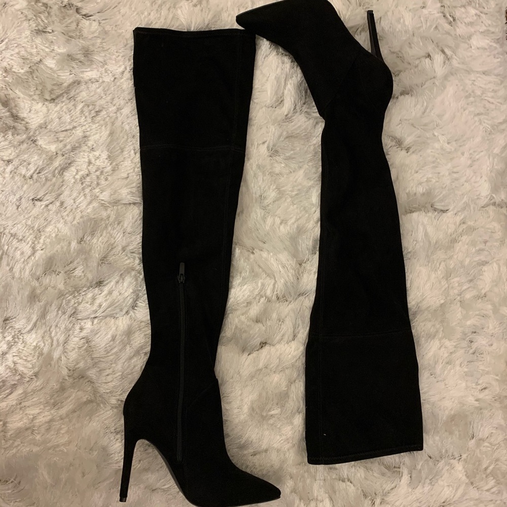 Kendall & Kylie Black Suede Thigh High Boots
